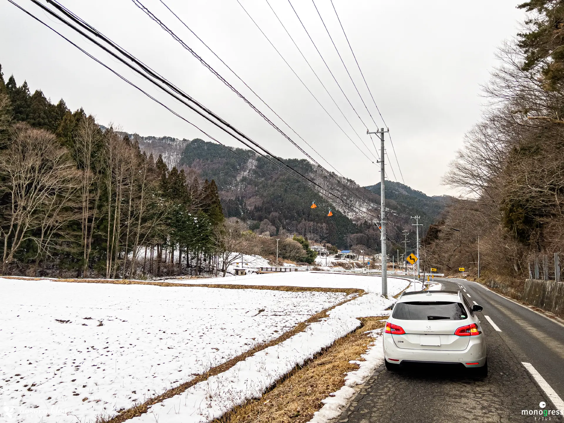 Peugeot308SW 長野県筑北村の雪化粧